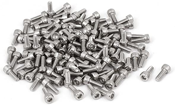 uxcell M3x8mm Thread 304 Stainless Steel Hex Socket Head Cap Screw Bolt DIN912 120pcs