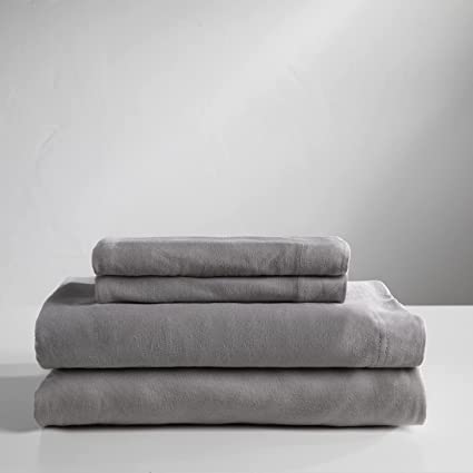 Baltic Linen: Jersey Cotton Sheet Set, 100% Cotton, 140 GSM, No Piling, Breathable, Cozy Comfort (Queen, Gray)