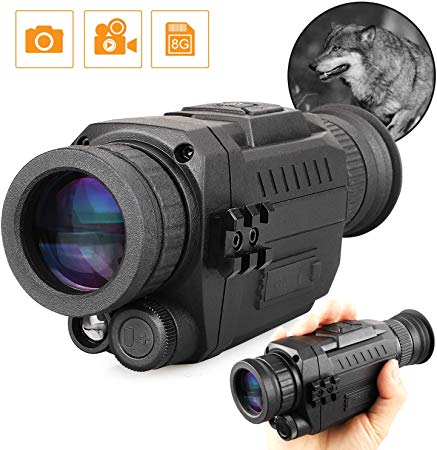 USCAMEL Night Vision Monocular 8x35mm HD Digital Infrared Military Hunting Scope with Memory Card, Record Day or Night IR Image & Video for Wildlife Display Up to 250m/820ft