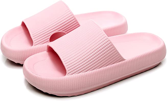 Pillow Slippers for Women and Men, Rosyclo Massage Shower Bathroom Non-Slip Quick Drying Open Toe Super Soft Comfy Thick Sole Home House Cloud Cushion Sandals for Indoor and Outdoor Platform Shoes