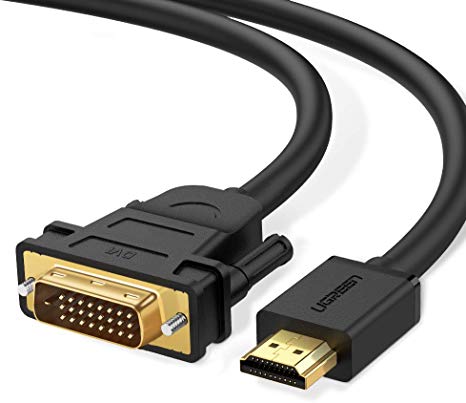 UGREEN HDMI DVI Adaptor DVI 24   1 Adaptor HDMI with 1080p, High-Speed DVI to HDMI BI-Directional Converter Supports 3D, Full HD Gold-Plated Contacts, Black (3M)