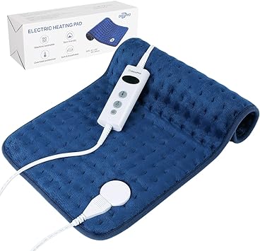 DISUPPO Heat Pad 12'' × 24'', Heated Cushion with 10 Heat Levels, 10-90 Min Timer Auto-Off, Electric Heat Pad for Cramps, Neck and Shoulders, Machine Washable