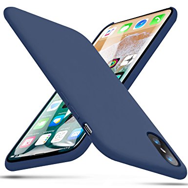 BKSTONE iPhone X Case, Liquid Silicone Gel Rubber Shockproof Case with Soft Microfiber Cloth Lining Cushion for Apple iPhone X (Midnight blue)