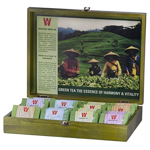 Wissotzky Tea Green Tea Chest, Assorted Tea Collection w/ 80 Assorted Green Teas