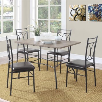 Dorel Living Shelby 5 Piece Rustic Wood and Metal Dining Set, Espresso