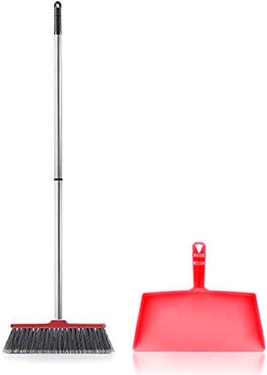 Fuller Brush Fiesta Red Kitchen Complete Broom with Clip On Dustpan