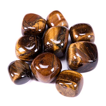 Bingcute Brazilian Tumbled Polished Natural Tiger Eye Stones 1/2 Ib For Wicca, Reiki, and Energy Crystal Healing (Brown Tiger)