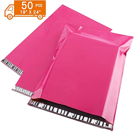 Metronic 19x24 Large Poly Mailers 50pack Shipping Bags Hot Pink Envelopes Mailers with Self Adhesive, Waterproof and Tear-Proof Envelopes Mailing Bags