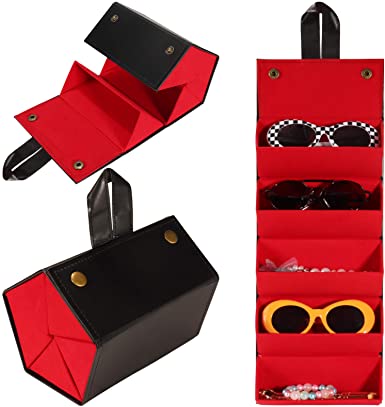 Regilt 5 slot Sunglasses Organizer Holder Foldable Hanging Eyeglasses Case
