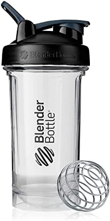 BlenderBottle Shaker Bottle Pro Series Perfect for Protein Shakes and Pre Workout, 24-Ounce, Black/Clear