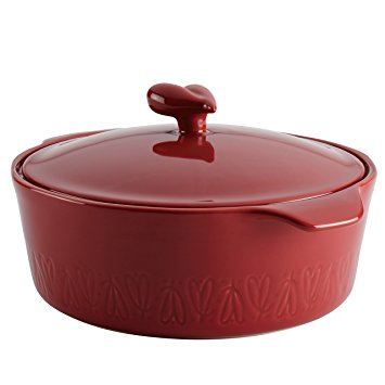 Ayesha Curry Home Collection Stoneware Round Casserole, 2.5-Quart, Red