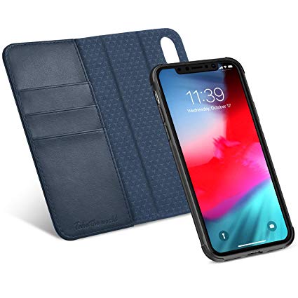 iPhone Xs Max Case, TUCCH Detachable Leather Premium iPhone Xs Max Wallet Flip Case Support Auto Sleep/Wake with RFID Credit Card Slots Compatible with iPhone Xs Max (6.5") - Dark Blue