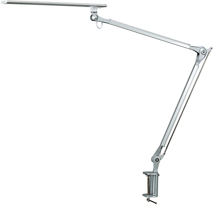 Phive CL-1 LED Architect Desk Lamp/Clamp Lamp, Metal Swing Arm Dimmable Task Lamp (Touch Control, Eye-Care Technology, Memory Function, Highly Adjustable Office/Work Light) Silver