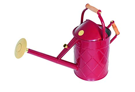 Haws V305BY Heritage Galvanized Watering Can with Wood Handles, 2.3-Gallon/8.8-Liter, Burgundy