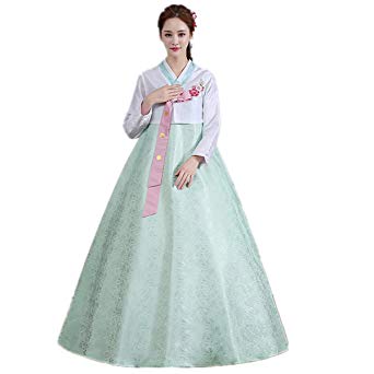 XINFU Women Korean Traditional Long Sleeve Classic Hanboks Dress Cosplay Costume