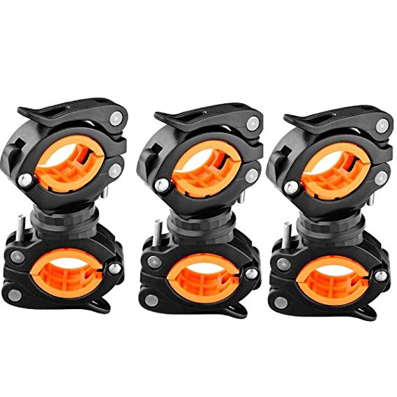 Vonpri 3 Pack Flashlight Holder, Mount Bicycle Mounting Bracket Flashlight Holder Torch Clip 360º Rotation