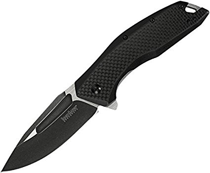 Kershaw Flourish Utility Pocket Knife with Clip-Point Blade & Carbon Fiber Handle, Black