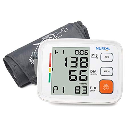 Upper Arm Digital Blood Pressure Monitor with WHO Indicator and Large LCD Screen for 2 Users(2 * 90 Storage), Automatic Electronic Monitor with Portable Bag for Home use(Bracelet 22 cm–42 cm)