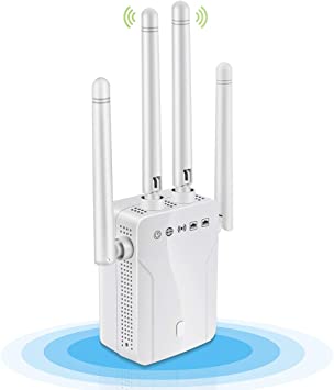1200Mbps WiFi Range Extender, Dual Band 2.4G and 5G Signal Booster, 4 Antennas 360° Full Coverage, Wireless Signal Repeater Booster, Extend WiFi Signal to Smart Home