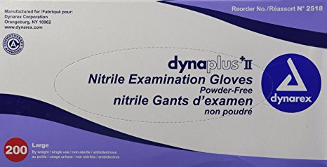 Dynarex Dynaplus Economy Nitrile Gloves, Large, 200 Count