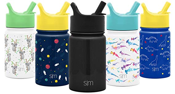 Simple Modern Summit Kids Water Bottle with Straw Lid - Wide Mouth Vacuum Insulated 18/8 Stainless Steel Powder Coated