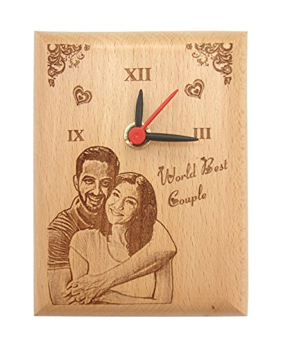 Presto Wooden Photo Clock By Engraving Process 5 X 4 Inch