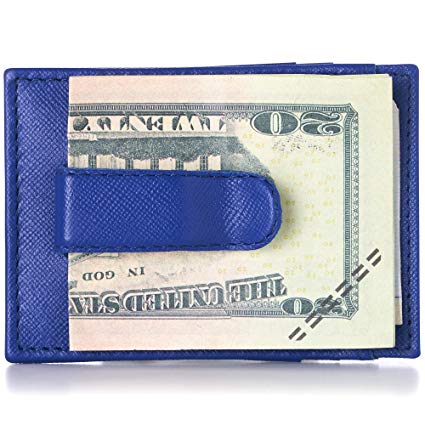 Alpine Swiss Mens Top Grain Leather Minimalist Money Clip Front Pocket Wallet