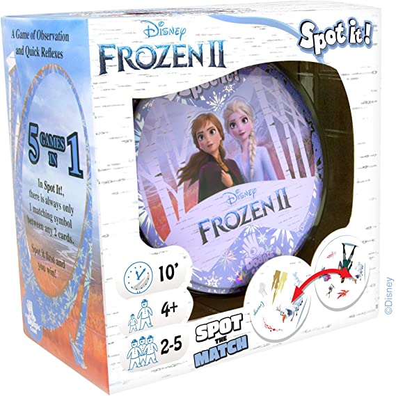 Spot It Disney Frozen II Card Game | Game For Kids | Preschool Age 4  | 2 to 5 Players | Average Gameplay 10 minutes | Made by Zygomatic