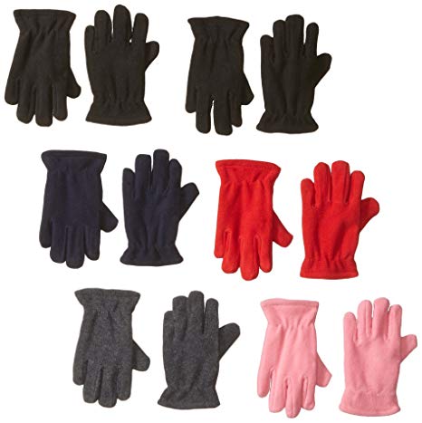 Toddler/Kids Soft And Warm Fleece Lined Gloves 6-Pack