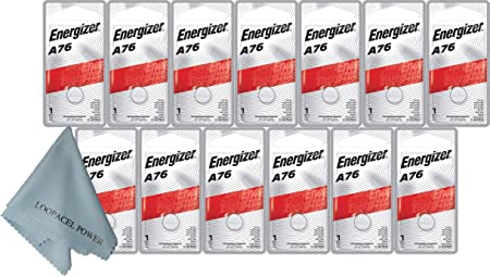 Energizer A76 LR44 1.55V Button Cell Alkaline Batteries (Individually Packaged Each with Retail Hanging Tab) x 13