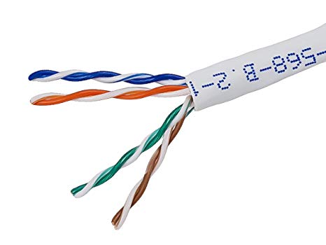 Monoprice 1000FT 24AWG Cat5e 350MHz UTP Stranded, In-Wall Rated (CM), Bulk Ethernet Bare Copper Cable - White