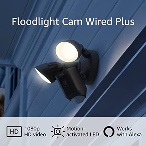 Ring Floodlight Cam Wired Plus with motion-activated 1080p HD video (2021 release) | 3-pack, Black