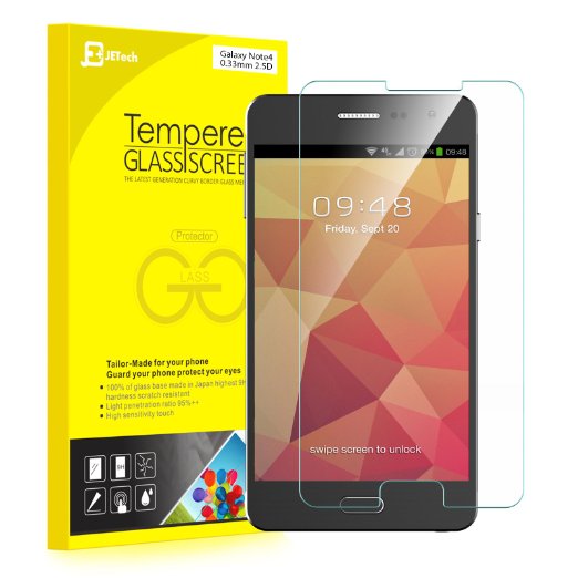 Note 4 Screen Protector JETech Premium Tempered Glass Screen Protector Film for Samsung Galaxy Note 4