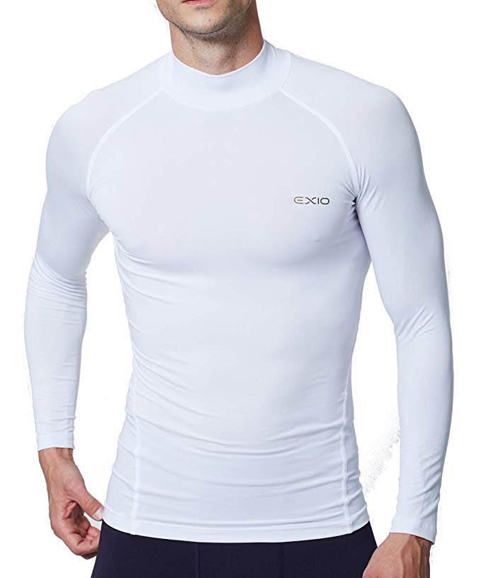 EXIO Mens Mock Compression Baselayer Top Cool Dry Long-Sleeve Shirt EX-T02
