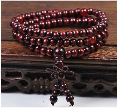 HAO Sandalwood Buddhist Buddha Meditation 8mm*108 Prayer Bead Mala Bracelet/Necklace(red)