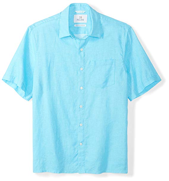 Amazon Brand - 28 Palms Men's Relaxed-Fit Short-Sleeve 100% Linen Shirt