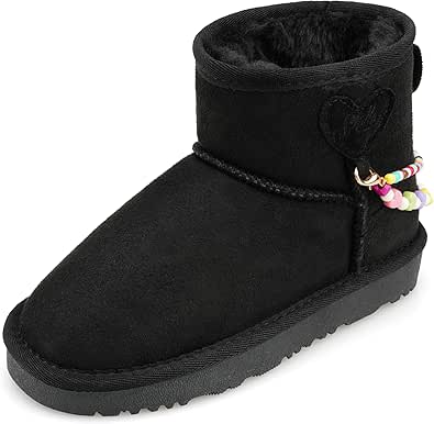 Stelle Girls Faux Fur Snow Boots Warm Winter with DIY Charm Chains Ankle Shoes for Little/Big Kids