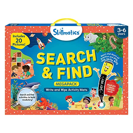 Skillmatics Educational Game : Search and Find Megapack | Gifts & Preschool Learning for Kids Ages 3 to 6 | Reusable Activity Mats with 2 Dry Erase Markers