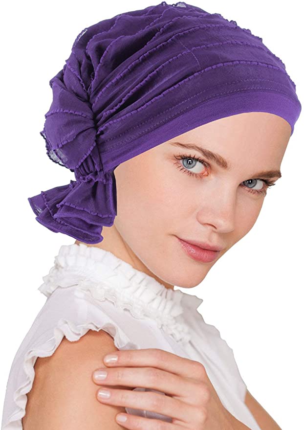 Turban Plus The Abbey Cap in Ruffle Fabric Chemo Caps Cancer Hats for Women