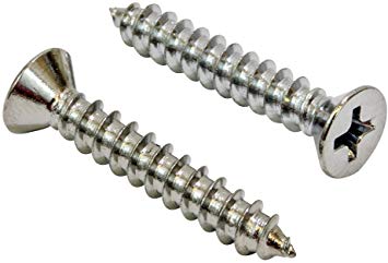 #8 X 1-1/4'' Chrome Coated Stainless Flat Head Phillips Wood Screw, (25 pc) 18-8 (304) Stainless Steel Screw by Bolt Dropper