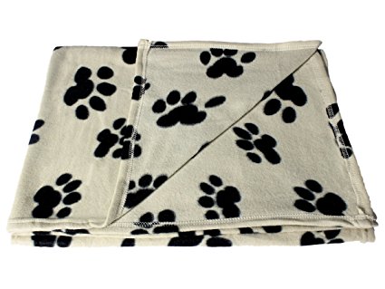 Large Fleece 60 x 39 Inch Pet Blanket with Paw Print Pattern - Animal Supplies by bogo Brands