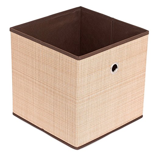 Internet's Best Canvas Storage Bin | Durable Storage Cube Box Basket Container | Clothes Nursery Toys Organizer | Brown (Beige)
