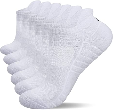 Lanyi Ankle Athletic Socks Men Women Low Cut Running Cotton Socks Anti-Blister Cushioned Non-Slip No Show Socks 6 Pairs