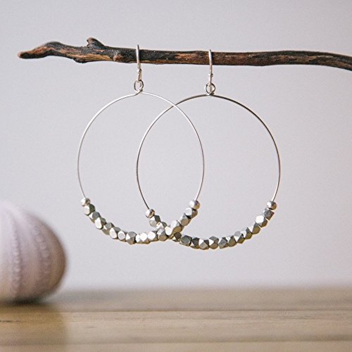 Fair Trade Earrings: Sterling Silver Beaded Hoop Earrings that empower mothers in need. Handmade with love in the Dominican Republic by Madres Jewelry.