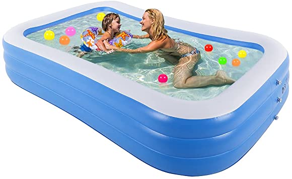 Family Inflatable Swimming Pool, 95'' X 56'' X 22'' Full-Sized Inflatable Lounge Pool for Adult, Teens, Outdoor, Garden, Backyard, Summer Water Party, Age 3