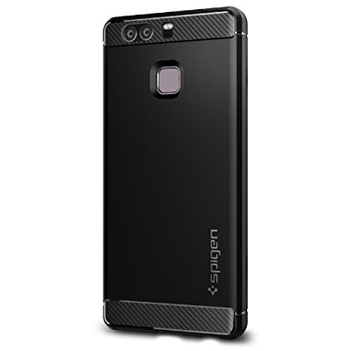 Spigen Rugged Armor Huawei P9 Case with Resilient Shock Absorption and Carbon Fiber Design for Huawei P9 2016 - Black