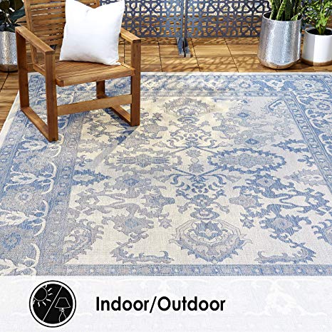 Home Dynamix Nicole Miller Patio Country Ayana Indoor/Outdoor Area Rug 5'2"x7'2", Traditional Gray/Blue