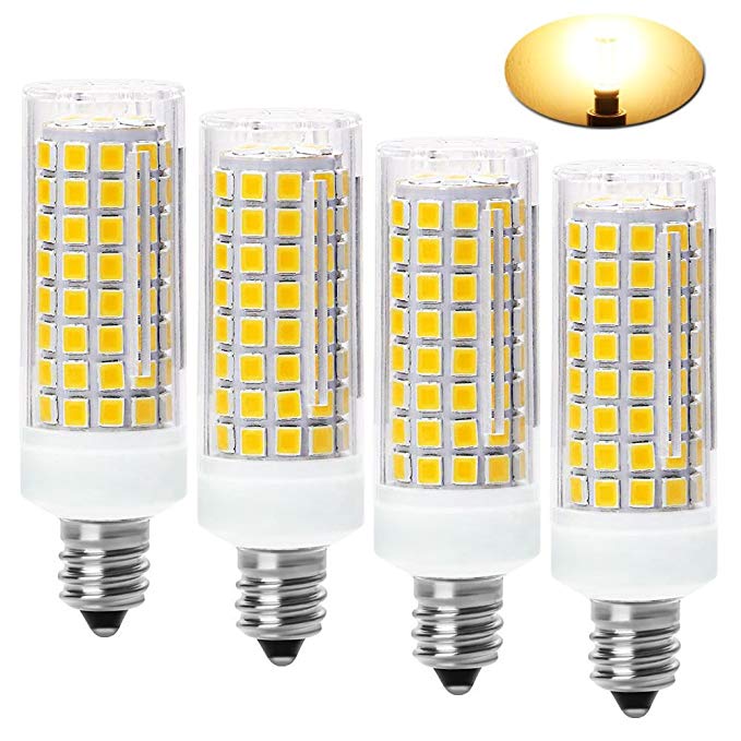 All-New-(102LEDs) E11 Led Bulbs, 80W or 100W Equivalent Halogen Replacement Lights, Dimmable, Mini Candelabra Base, 850 Lumens Warm White 3000K, AC110V/ 120V/ 130V, Replaces T4 /T3 JD e11，pack of 4