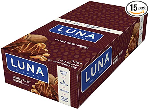LUNA BAR - Gluten Free Bar - Caramel Nut Brownie - (1.69 Ounce Snack Bar 15 Count)