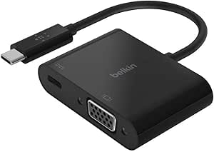 Belkin USB-C to VGA Adapter   Charge (Supports HD 1080p Video Resolution, 60W Passthrough Power for Connected Devices) MacBook Pro VGA Adapter